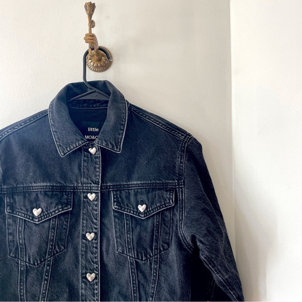 Little Mo & Co Black Denim Jean Jacket w/ Heart Buttons | 150 / 8-10